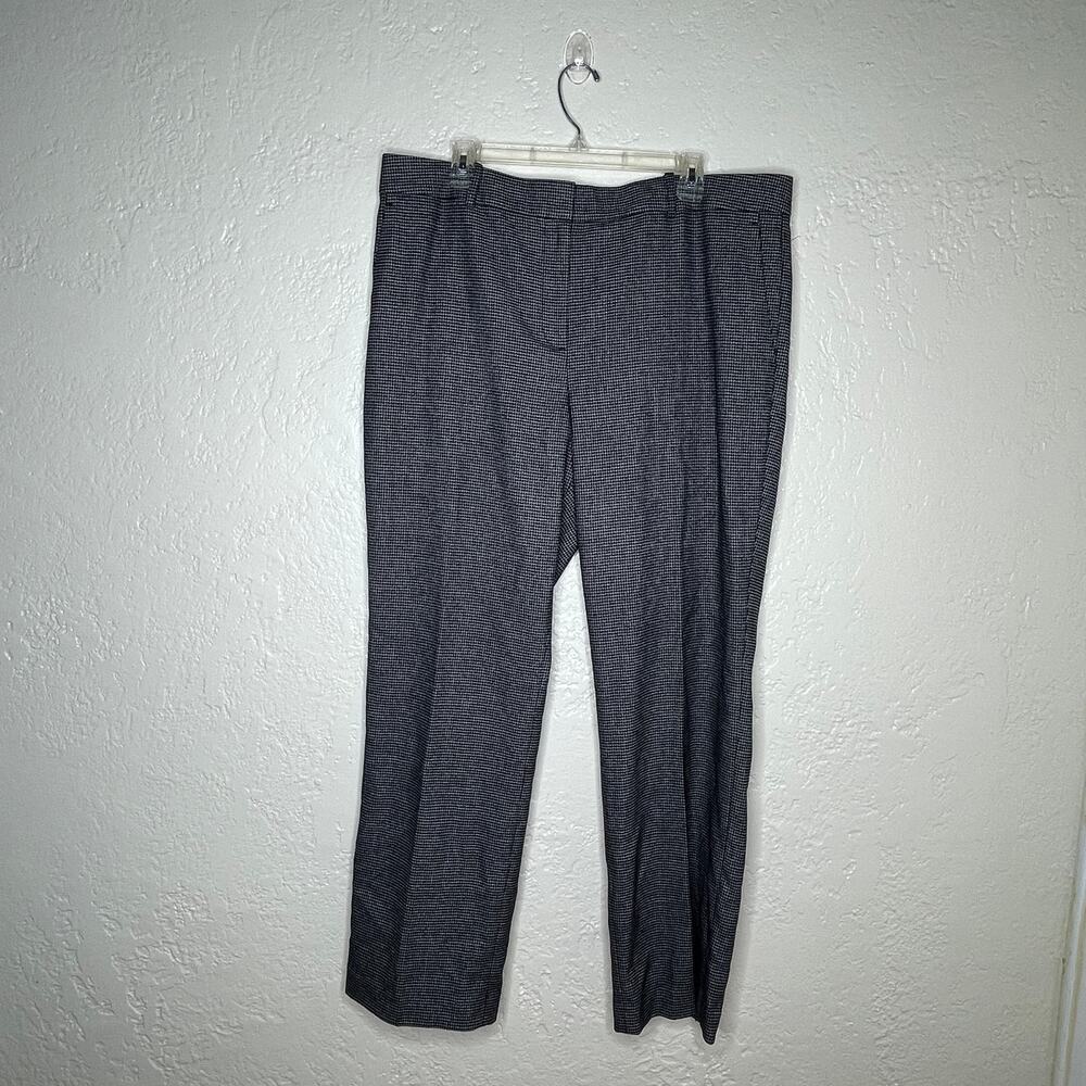 Ann Taylor Pants 16 Gray Black Houndstooth Women's Straight Leg Career Classic‎